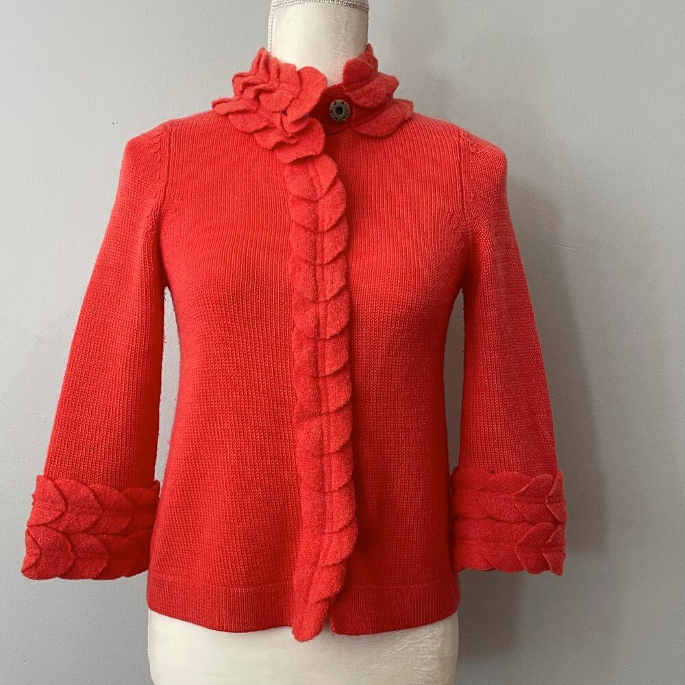 Anthropologie Moth Women's Coral Pink Cardigan Sweater Size XS